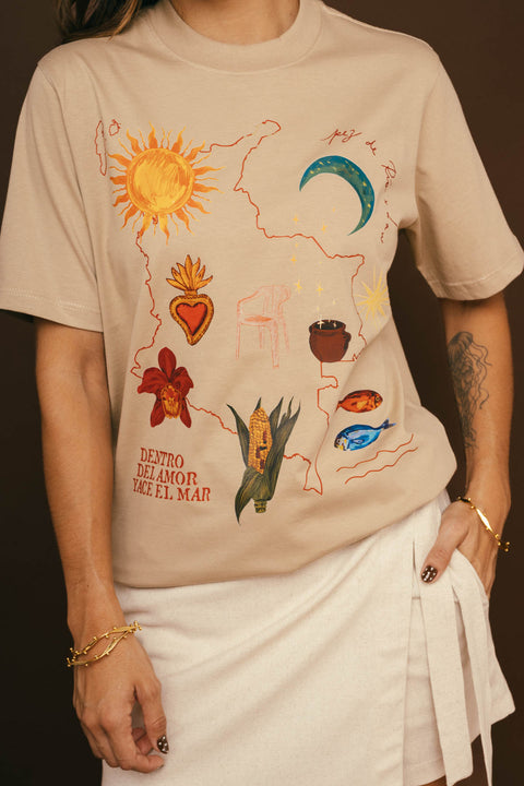 Camiseta Mapa Colombia Beige