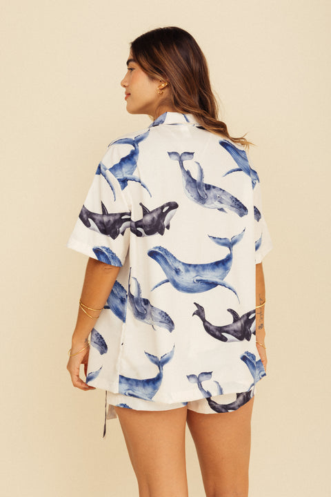 Camisa Mar Cetáceos Marfil