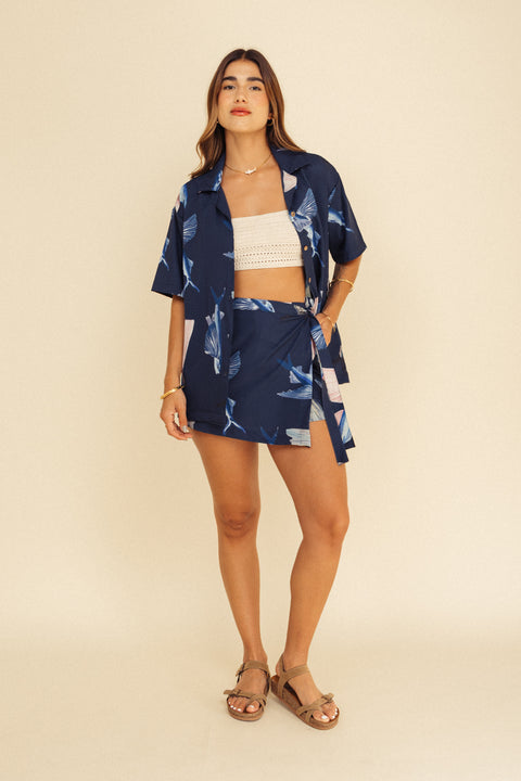 Camisa Mar Pez Volador Azul