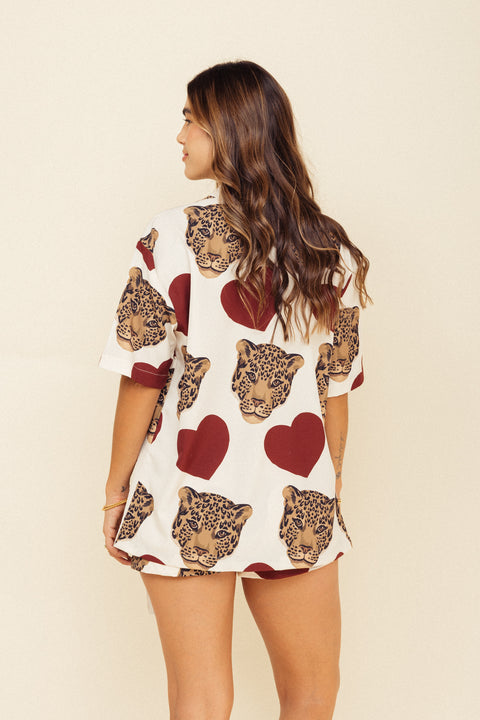 Camisa Mundo Felinos Marfil