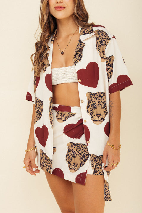 Camisa Mundo Felinos Marfil