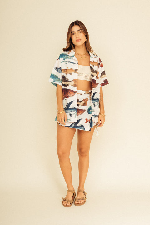 Camisa Tierra Peces Marfil