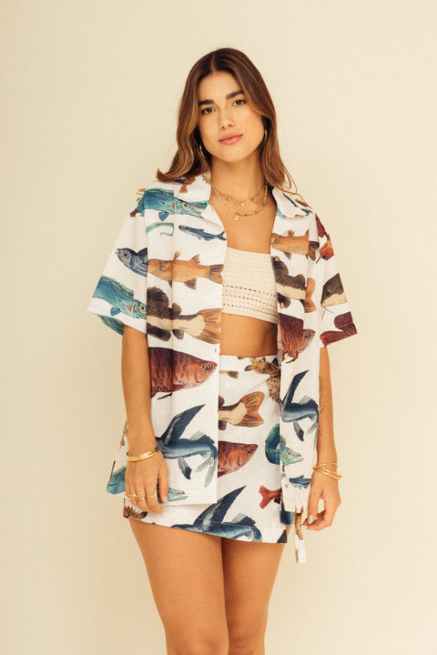 Camisa Tierra Peces Marfil