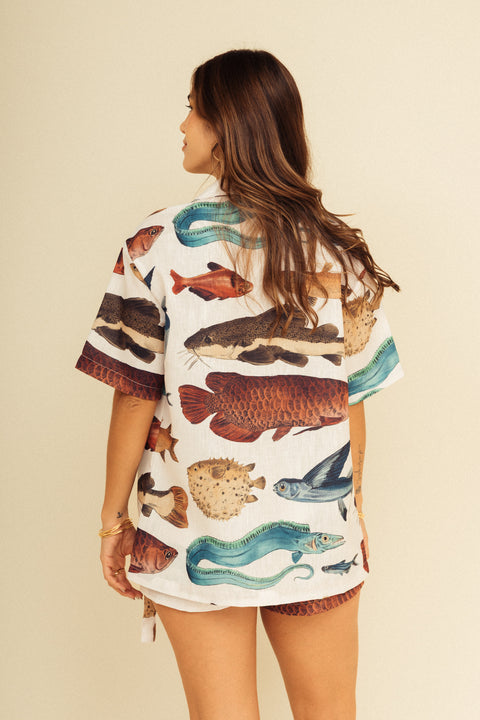 Camisa Tierra Peces Marfil