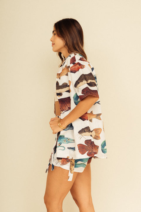 Camisa Tierra Peces Marfil