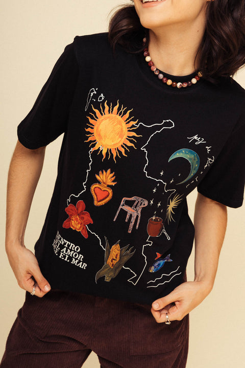 Camiseta Mapa Colombia Negro