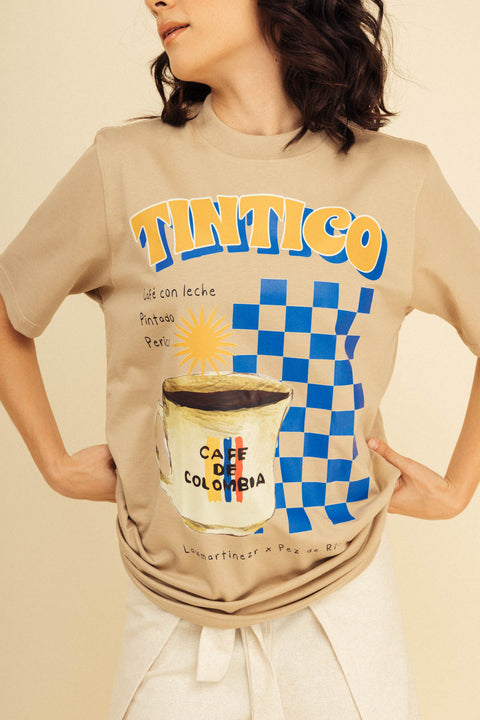 Camiseta Tintico Azul Beige