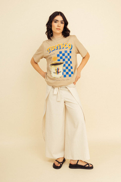 Camiseta Tintico Azul Beige