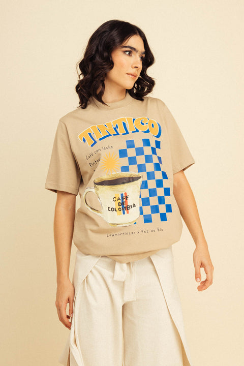 Camiseta Tintico Azul Beige