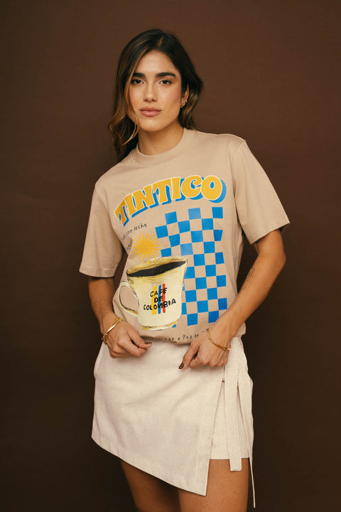 Camiseta Tintico Azul Beige