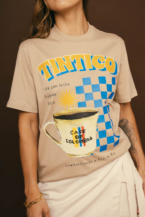 Camiseta Tintico Azul Beige