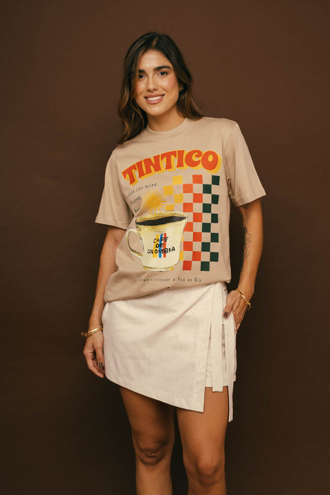 Camiseta Tintico Verde Beige