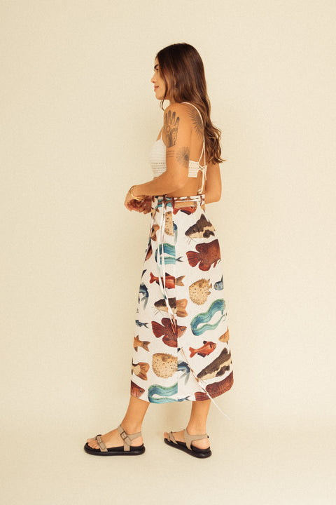 Falda Tierra Peces Marfil