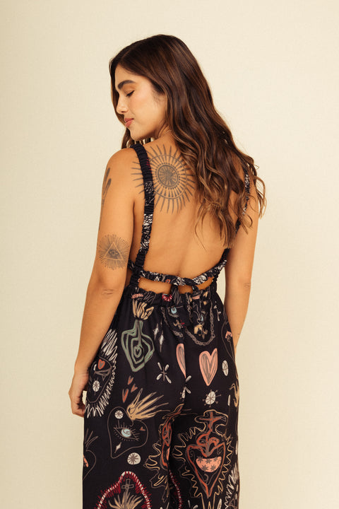 Jumpsuit Verano Corazones Negro