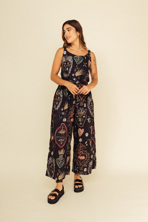 Jumpsuit Verano Corazones Negro