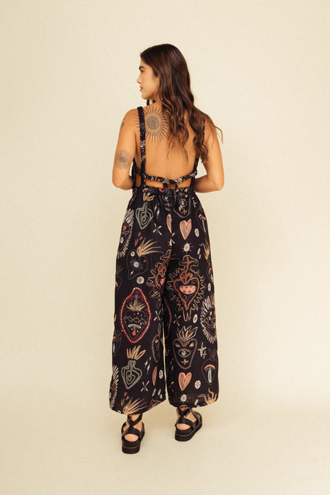 Jumpsuit Verano Corazones Negro