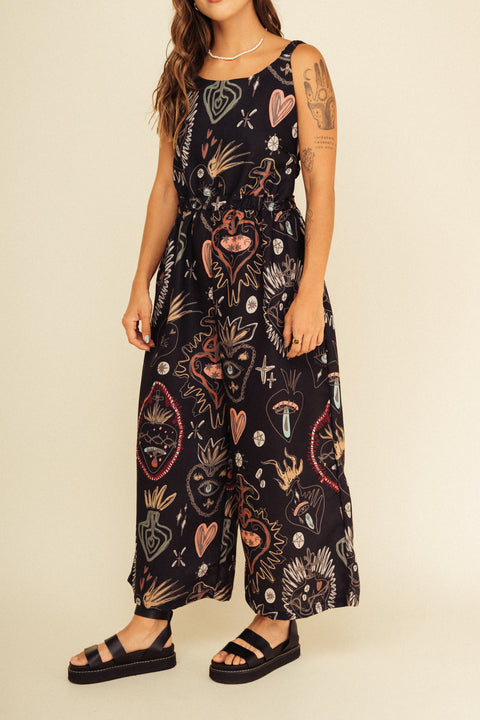 Jumpsuit Verano Corazones Negro