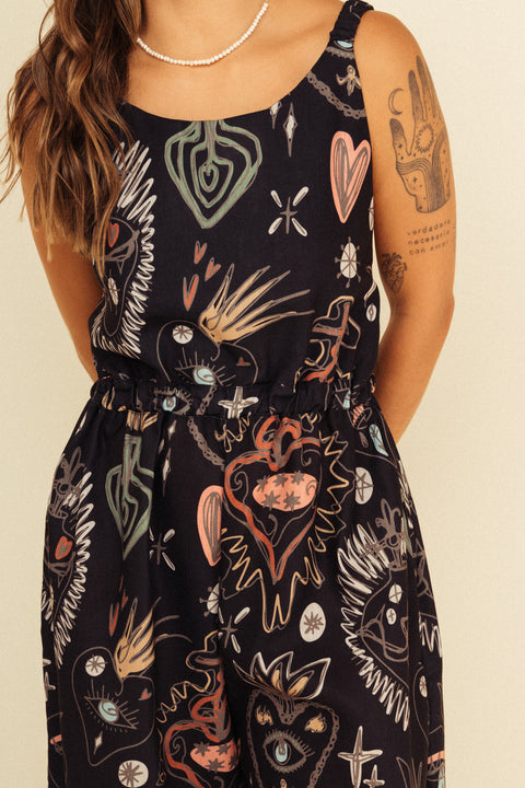 Jumpsuit Verano Corazones Negro