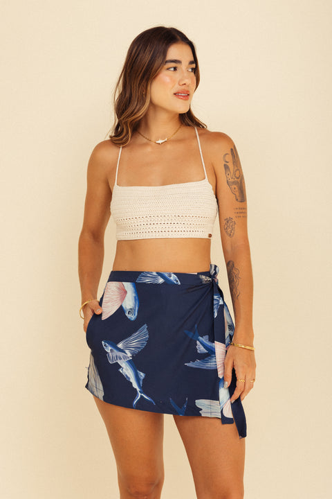 Minifalda Mar Pez Volador Azul