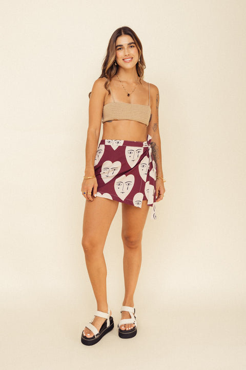 Minifalda Mundo Corazones Vinotinto