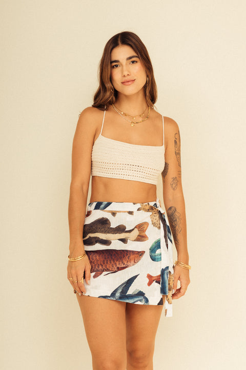 Minifalda Tierra Peces Marfil