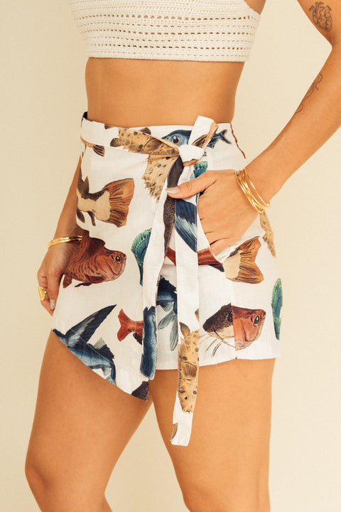 Minifalda Tierra Peces Marfil