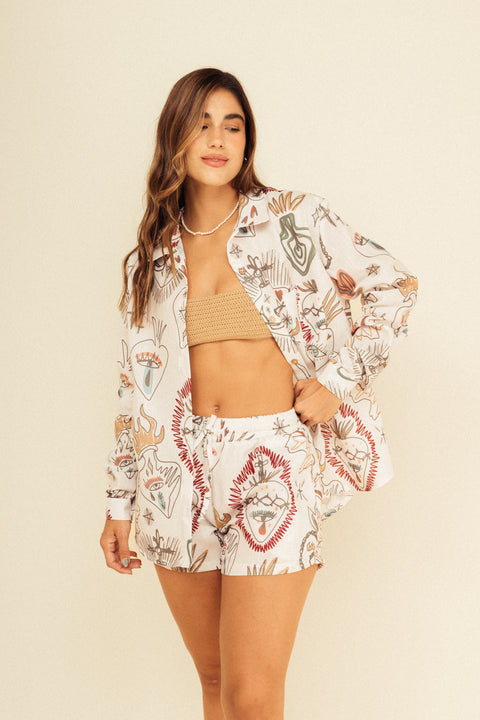 Set Verano Corazones Marfil