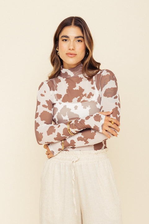 Top Mesh Cow Mocca