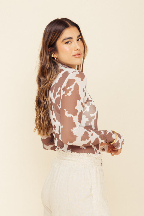 Top Mesh Cow Mocca